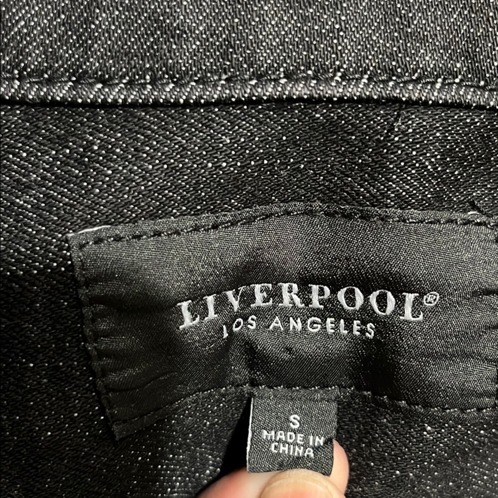 Liverpool Black Rhinestone Jean Jacket Sz S - Picture 4 of 17